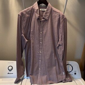 Ben Sherman Men's Maroon Jacquard Button-Down Shirt